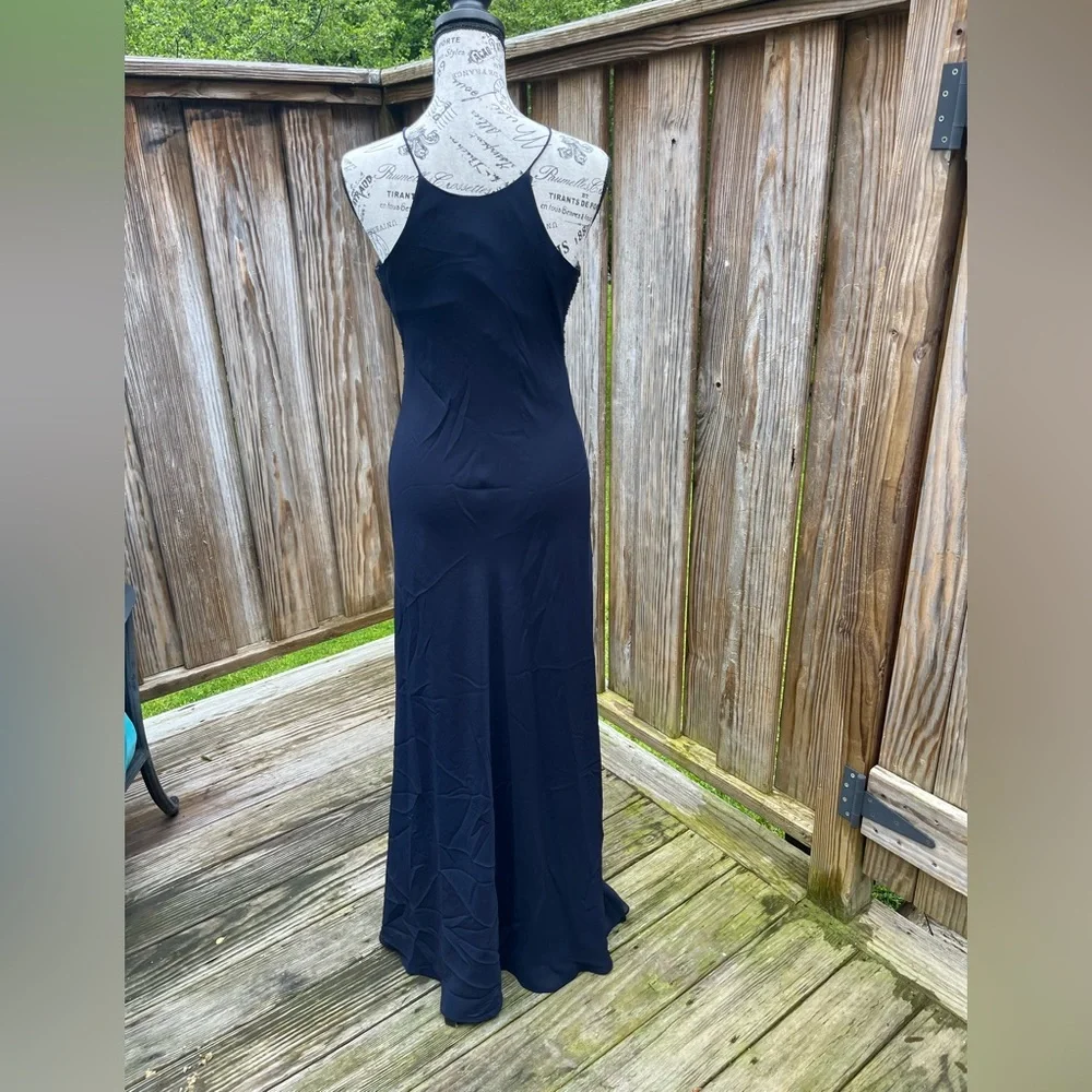 Elegant Navy Blue Evening Dress Floor Length - Picture 6 of 9